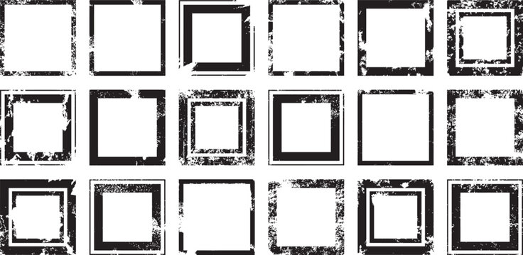 set of vector grunge square frames. black borders