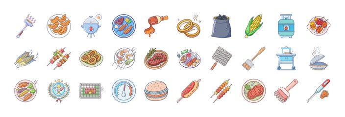 Fototapeta premium Colorful cartoon hand tools set illustration - Bright and cheerful cartoon-style set of various hand tools like hammers, wrenches, and pliers in a playful design.