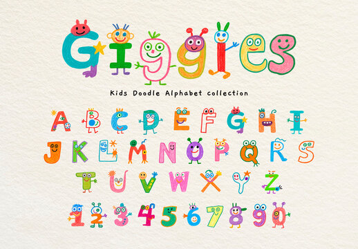 Colorful Playful Alphabet Characters Editable Font