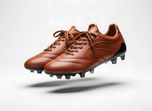 Brown Leather Football Cleats Shoes.
