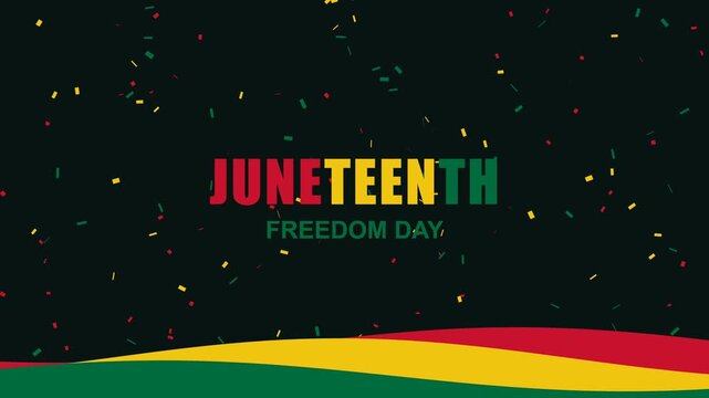 Juneteenth Freedom Day celebration with confetti background