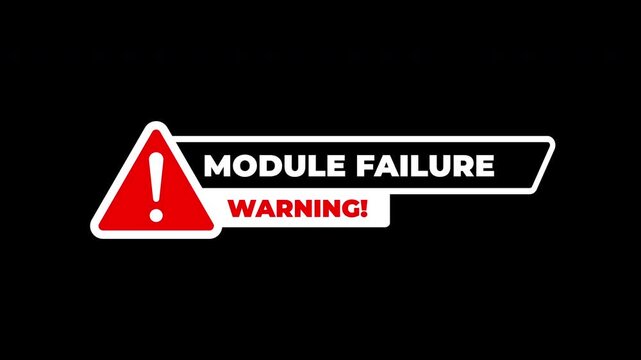 Module Failure Warning Symbol Animation With Red Hazard Icon For System Alert Of Danger On Black