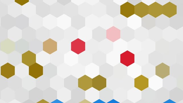 Abstract geometric hexagon pattern motion graphics background. Seamless loop of colorful hexagonal grid animation for corporate, technology, and presentation videos