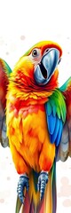 Obraz premium Brightly colored watercolor parrot with playful expression and outstretched wings, vibrant, animal