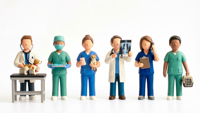 Ein Team von &Auml;rzten, Mitarbeitern und Pflegern einer Tierklinik 