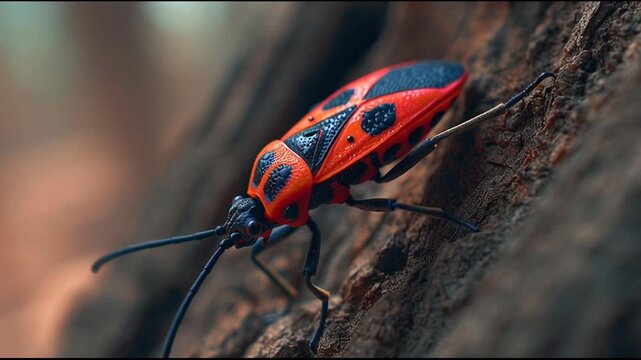 Vibrant orange and blue spotted beetle.