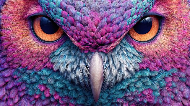 Colorful owl portrait abstract art vivid detail