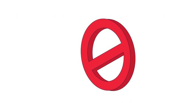 Hand reaching toward stop sign and withdrawing 2D animation. Denied access. No entry. Restricted area. Prohibition symbol animated person arm cartoon 4K video isolated on transparent white background