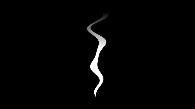 Minimalist Abstract White Smoke Line Rising Animation on Black Background
