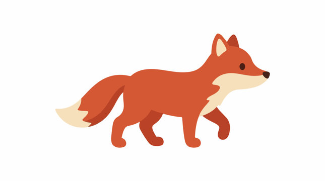 A cartoon-style illustration of a walking fox with orange fur