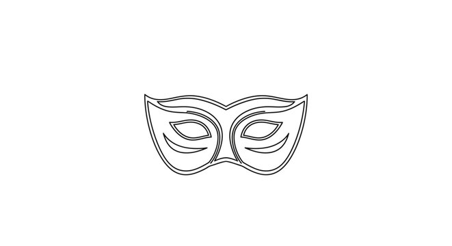 Elegant masquerade mask line art illustration.