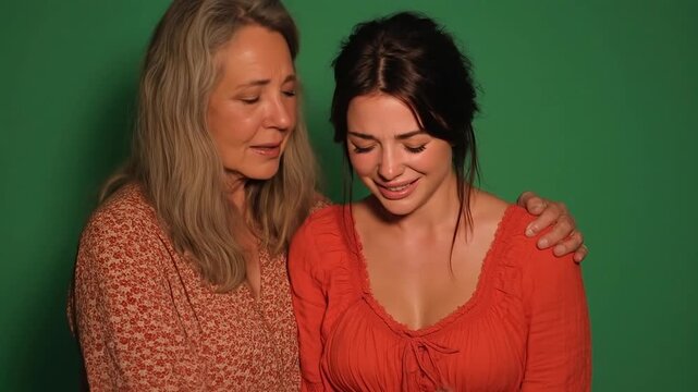 Female looking concerned while comforting a friend in distress