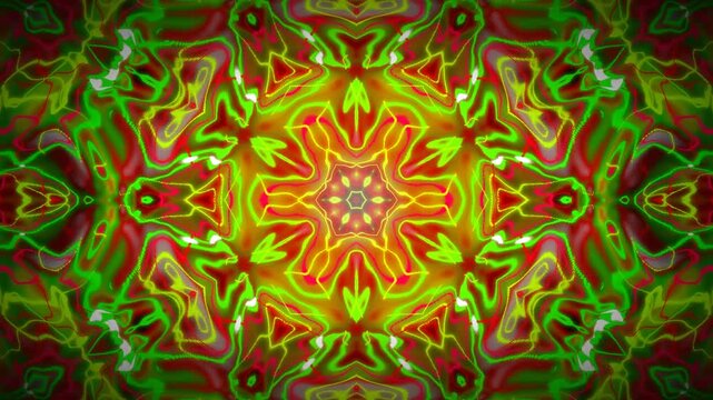 Neon demons fractal kaleidoscope mandala psychedelic pattern