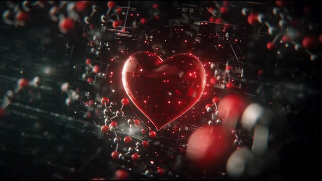 Glowing Red Heart with Sparkling Lights.