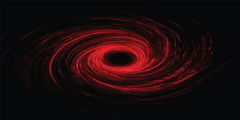 Abstract Red Black Hole Vortex With Intense Galactic Motion And Energy Swirl Effects © Midul