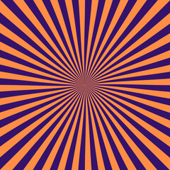 Fototapeta premium Vibrant orange and dark purple sunburst pattern featuring radiating lines that create a dynamic retro style graphic background design element