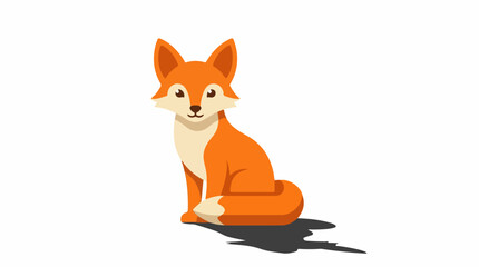 Obraz premium A cartoon orange fox with white markings sits on a plain background