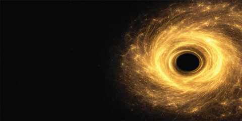 Abstract Golden Event Horizon Surrounding A Massive Black Hole In Deep Cosmic Space © Midul