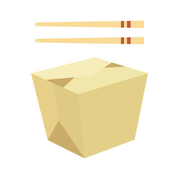 asian takeaway food container with chopsticks
