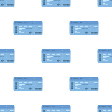 seamless pattern with boarding passes in flat style