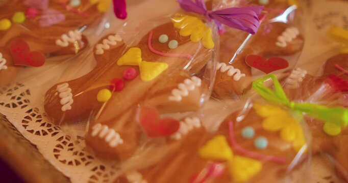 Decorated gingerbread gift treats celebrate Czech holiday tradition and market tourism