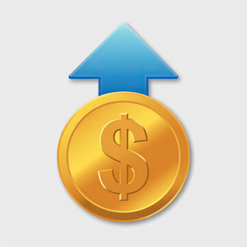Financial Growth Concept with Dollar Coin and Upward Arrow