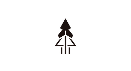 Fototapeta premium A minimalist black icon representing a stylized evergreen tree on white background