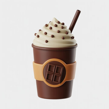 Close-up of Chocolate Milkshake with Whipped Cream and Chocolate Chips