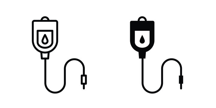 Blood transfusion icon in line art design vector concepts