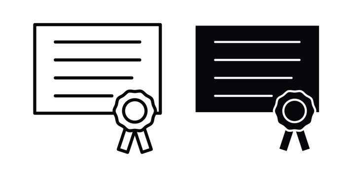 certificate diploma icon in line art design vector concepts