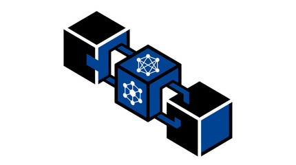 Fototapeta premium A digital illustration showing interconnected blocks representing data security