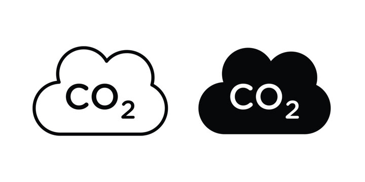 Co2 Cloud icon in line art design vector concepts
