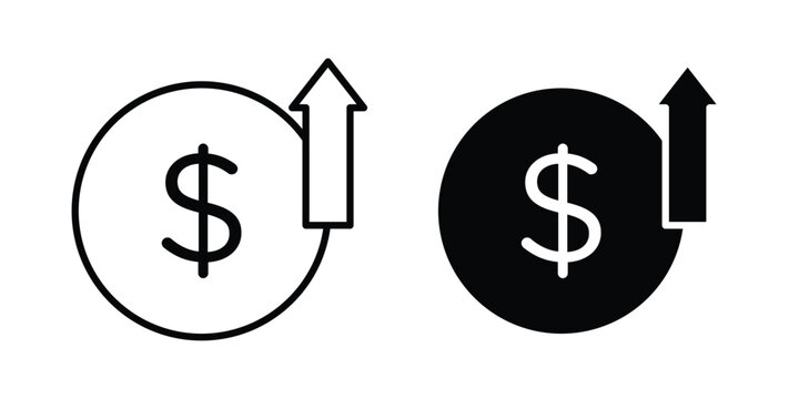 Cost increase icon in line art design vector concepts