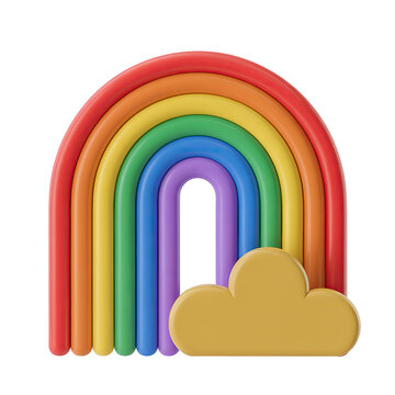 Colorful Rainbow with Cloud Illustration in Bright Style