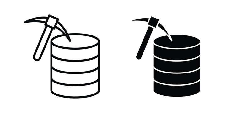 Data mining icon in line art design vector concepts
