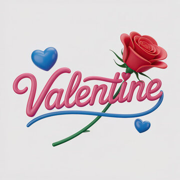Valentine themed graphic with rose and hearts