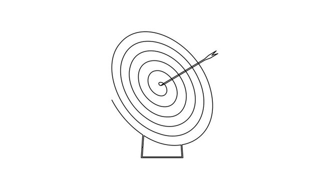 Target audience icon sign continuous one line drawing on white background minimalist professional financial mission symbol 4k animation video