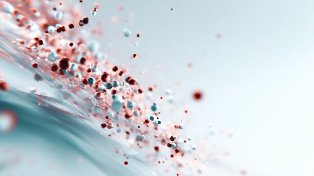 Airborne virus abstract background, translucent particles suspended in air, soft gradient lighting, minimal visual noise, medical presentation background, high usability stock image