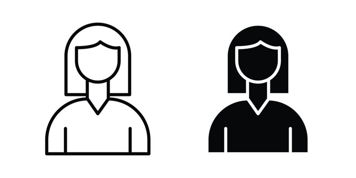 female icon in line art design vector concepts
