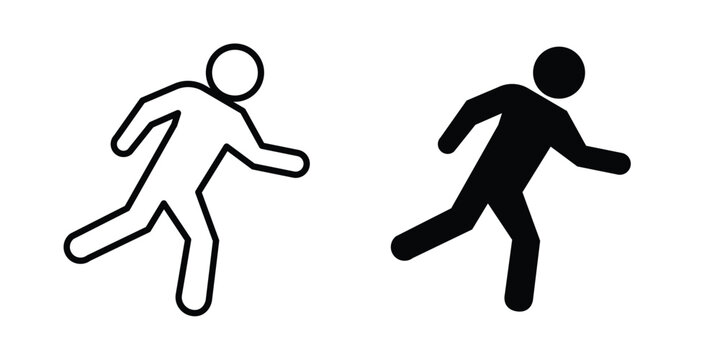 Man fast run icon in line art design vector concepts