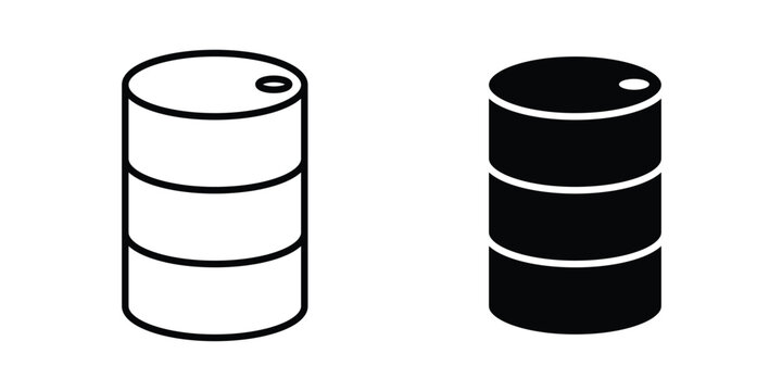 Oil drum container icon in line art design vector concepts