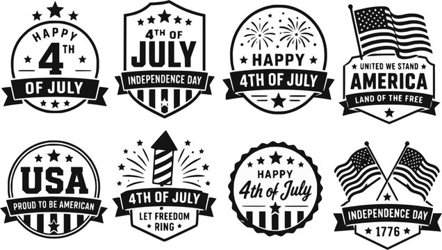 set of 4 july, celebrate independence day 