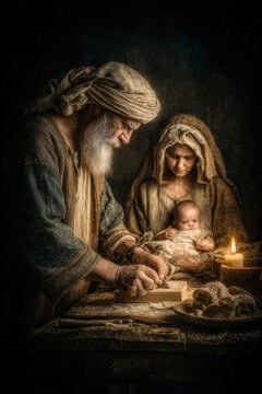 Holy Family Workshop Scene &ndash; Generative AI &ndash; no real persons