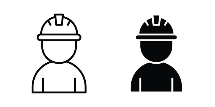 Worker icon in line art design vector concepts