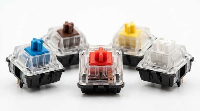 Mechanical keyboard switches assorted colored stems with keyboard, mechanical