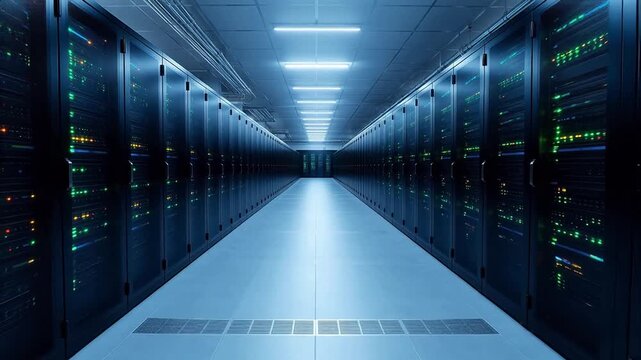 server room with rows of data racks