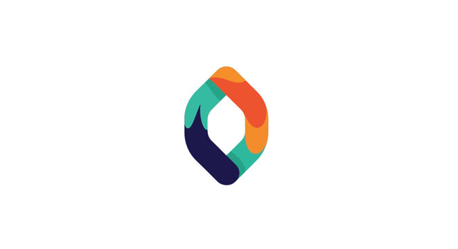 A colorful abstract geometric shape isolated on a clean white background