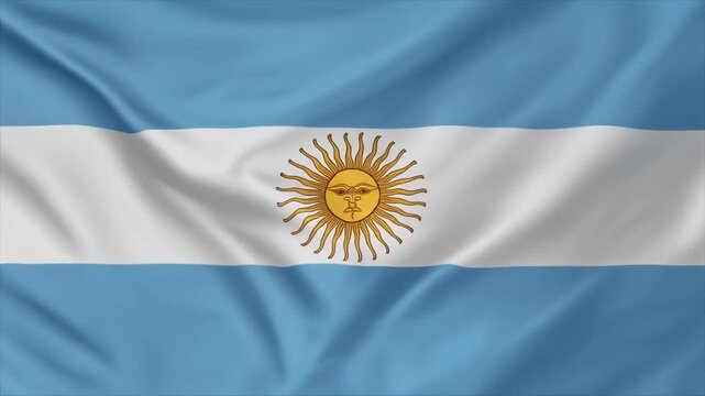 Argentinian flag waving proudly, symbolizing freedom, unity, and hope beneath radiant golden Sun of May&hellip;