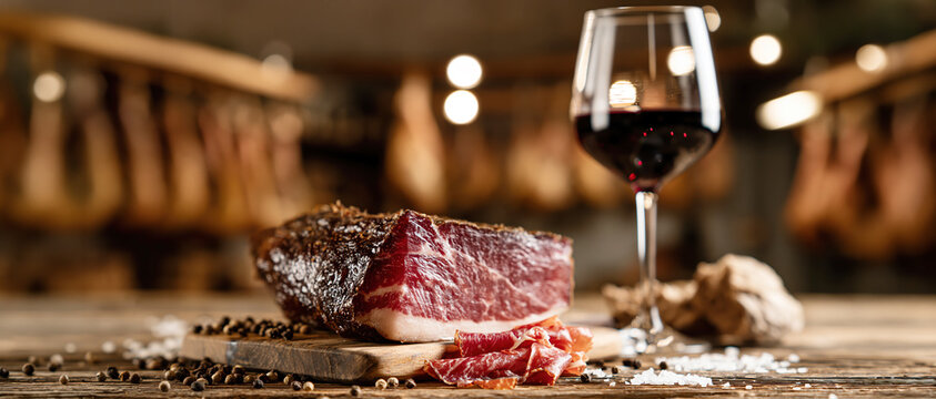 Rustic Cured Meat and Red Wine AI Generative