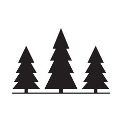 Obraz premium Fir Tree Silhouettes On White Background Minimalist Graphic